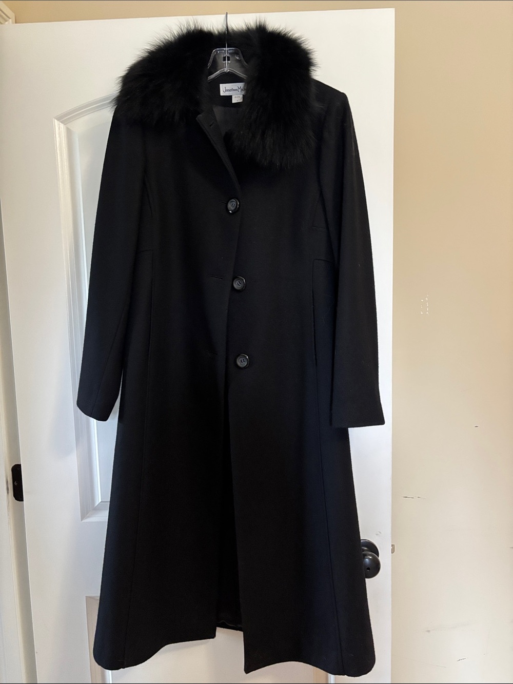 Jonathan Michael Black Coat with Fur Collar